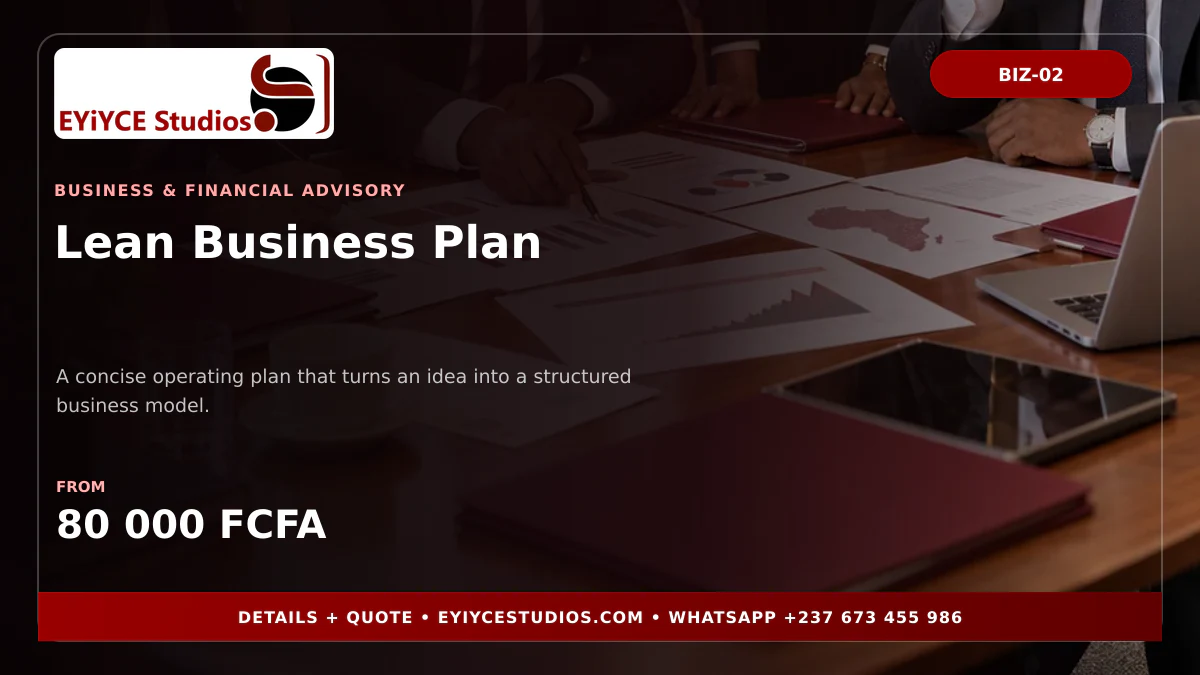 Lean Business Plan pricing banner
